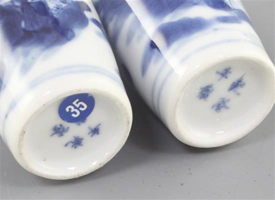 Two Chinese blue and white snuff bottles, 19th century, height 7.3cm